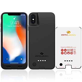 iPhone X Battery Case, ZeroLemon iPhone X 8000mAh Rugged Juicer Extended Battery Case Rechargeable Charging Case for iPhone X [Apple Certified Connector]-Black