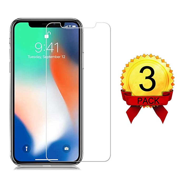 [3 Pack] iPhone Xs/X Glass Screen Protectors Live2Pedal iPhone Xs/X Tempered Glass Screen Protector [3D Touch] [9H Hardness] [No Bubble] Compatible with iPhone Xs/X[5.8 Inch]