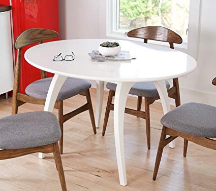 Hives and Honey 6006-006 Beckett Mid-Century White Round Dining Oval Conference Table