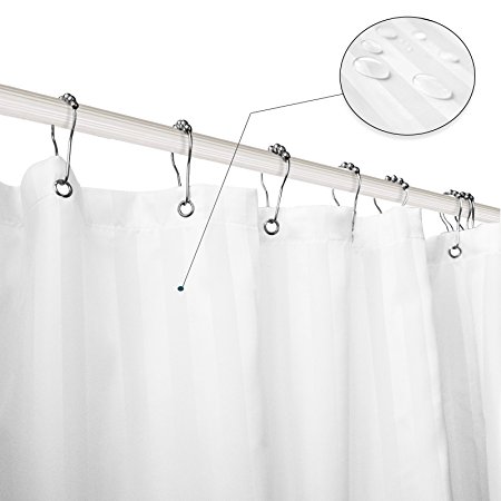 Subrtex Bathroom Waterproof Polyester Stripe Shower Curtain Liner (72''x72'',White)