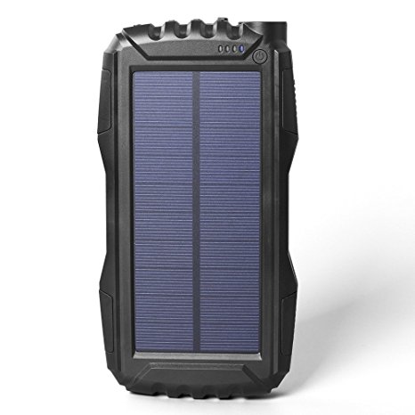 Soluser 25000mAh Portale Solar Power Bank Shockproof/Dustproof 2.1A USB Output Battery Bank, Outdoor Solar Charger Phone External Battery Chargers with Strong LED light for iPad iPhone Android cellphones