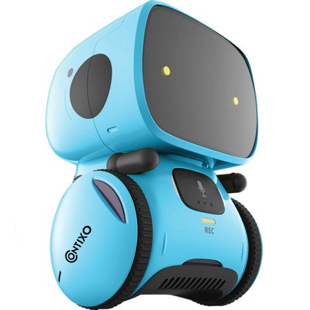 Contixo R1 Kids Robot Toy Boys Girls | Talking Interactive Voice Controlled Touch Sensor Dancing Singing Voice Recorder Funny Humor Speech Recognition Infant Toddler Children Robotics (Blue)