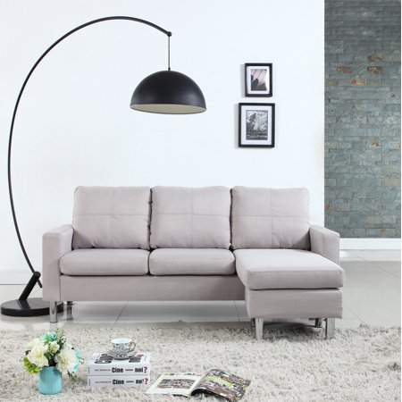 Modern Reversible Small Space Configurable Linen Sectional Sofa