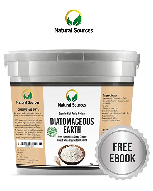 Superior Diatomaceous Earth Food Grade 1kg -Superior Food Grade UK by Natural Sources™ Full Ebook! Pure Fresh Water Sourced DE Powder Food Grade! Use for Health, Pets, Pest Control, for Chickens