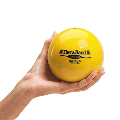 TheraBand Soft Weight, Hand Held Ball Shaped Isotonic Weight for Strength Training & Rehab Exercises, Pilates, Yoga, & Toning Workouts, Home Exercise Equipment Balls, 4.5" Diameter, Yellow, 2.2 Pounds