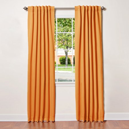 Best Home Fashion Thermal Insulated Blackout Curtains - Back Tab Rod Pocket - Orange - 52W x 84L - Set of 2 Panels