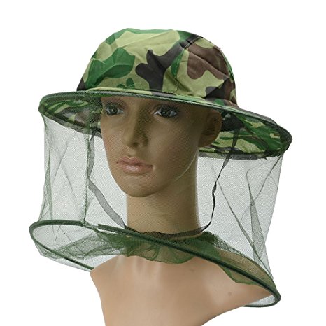 F.A.M.E Beekeeping Beekeeper Anti-mosquito Bee Bug Insect Fly Mask Cap Hat with Head Net Mesh Face Protection (Camouflage)