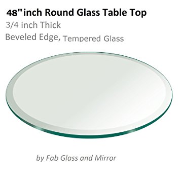 48" Inch Round Glass Table Top 3/4" Thick Tempered Beveled Edge by Fab Glass and Mirror