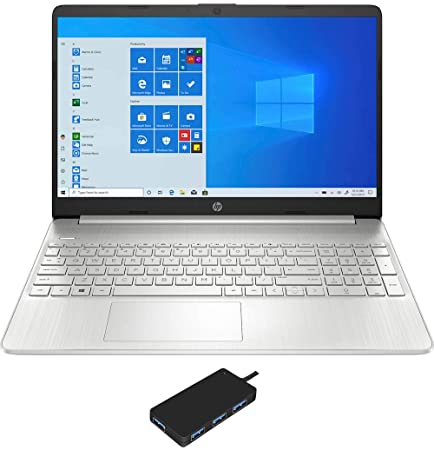 HP 15z 15-ef0021n Home and Business Laptop (AMD Ryzen 3 3250U 2-Core, 16GB RAM, 256GB PCIe SSD, 15.6" HD (1366x768), AMD Radeon Graphics, WiFi, Bluetooth, Webcam, 2xUSB 3.1, Win 10 Home) with USB Hub