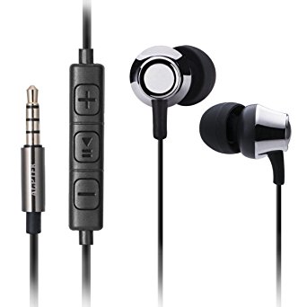 AGPtEK K3 In-Ear Earbud Headphones, Dynamic Crystal Clear Bass Sound Earphones with Microphone, Ergonomic Comfort-Fit Noise Isolating Corded Headsets for iPhone, Smartphone Etc, Black