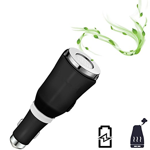 Car Scenter Electric Diffuser, Car Charger Air Purifier and Cigarette Lighter Diffuser, iAbler Mini Portable Personal Diffuser with Fast Charger for Samsung/iPhone/iPad/Surface