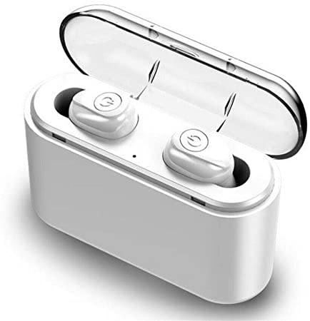 Bluetooth Wireless Earbuds 5.0 X8s Headset Waterproof Mini Sport Headphones 3000mAh 5D Stereo Sound Earpiece with Portable Charging Case (White)