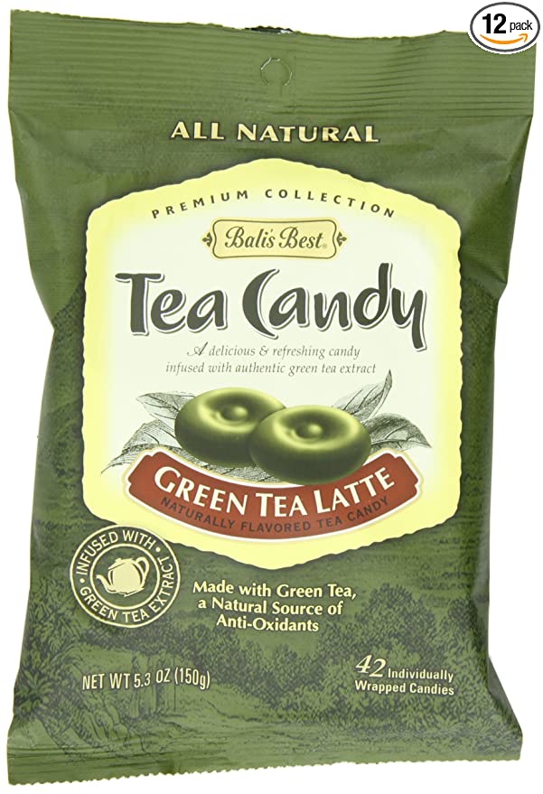Bali's Best Green Tea Latte Candy, 5.3-Ounce Bags (Pack of 12)