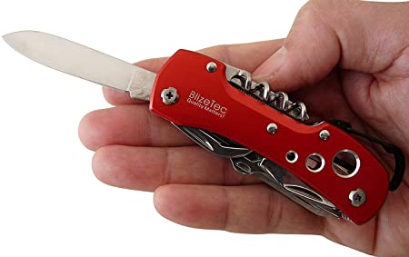 BlizeTec 14 Function Multitool Tactical Folding Pocket Knife (Red Violet)