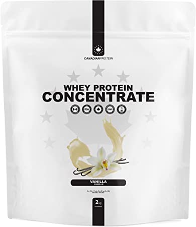 Canadian Protein Whey Concentrate 24g of Protein | Low Carb Keto Friendly Workout Recovery Drink | Protein Powder Rich in BCAA Amino Acids (Vanilla, 2 kg)