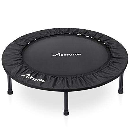 MOVTOTOP Rebounder Trampoline 38 Inch, Folding Indoor Trampolines with Safety Pad, Fun Mini Fitness Trampoline for Kids Adults - Max Load 220lbs, Black