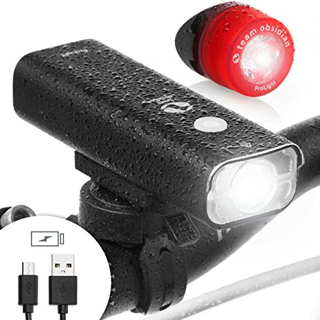 LED Bike Light. Powerful USB Rechargeable Headlight   FREE Tail Light. A Waterproof Cycling Set (Front and Rear), Mounts Securely w/o Tools and Fits ALL Bicycles. Bright, Visible, Durable - ProLight