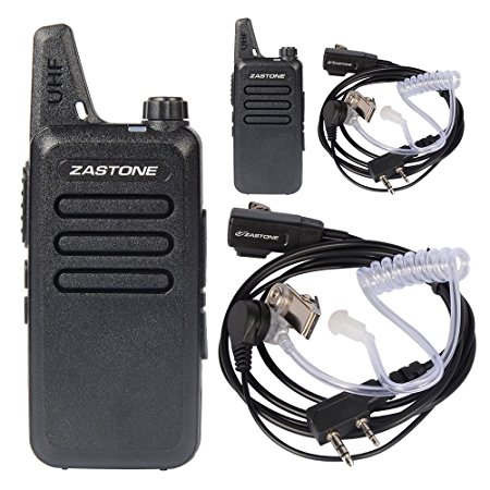 Zastone X6 Walkie Talkie UHF 400-470 MHz MINI-handheld Two Way Radio Transceiver 2 Pack   2 PCS Zastone 2-Pin Covert Air Acoustic Earpiece Headset