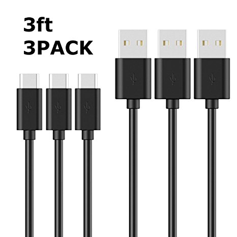 USB Type C Cable [3ft Cables 3 Pack] by Barcres | Sync and Charge Your New Android Phone or Tablet, Samsung Galaxy S8 / S8  / A5 / LG G6 / G5 / V20 / HTC 10 / Huawei P10 and more, USB-C to USB-A
