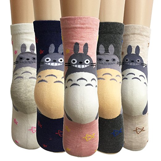 Oureamod Cartoon Animal Womens Girls Cotton Crew Socks 5 Pack
