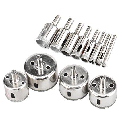 LUXINT Diamond Drill Bits-Hollow Core Drill Bits Setting Hole Saw Sets for Tiles Marble Glass Ceramic etc, Pack of 12