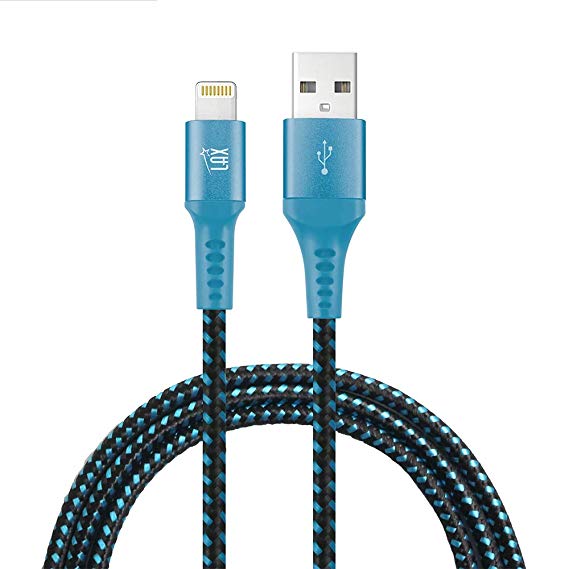LAX Gadgets Apple iPhone Charger Lightning Cable Cord 6ft Long, Durable Braided Lightning USB Cord Compatible w/ iPad Pro, iPhone Xs, X/8/7/Plus/6S/6/5S