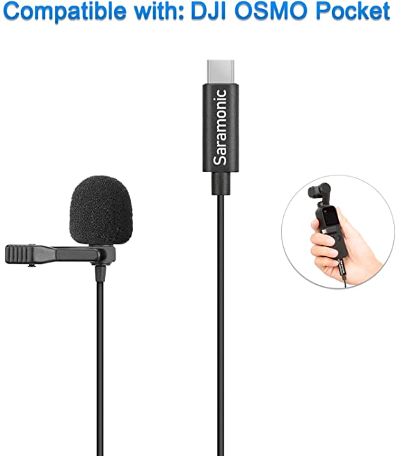 Saramonic LavMicro U3-OP Plug and Play Lavalier Microphone Digital Omnidirectional Clip-on Lapel Mic USB Type-C Plug Compatible with DJI OSMO Pocket Camera for Vlog Film Video Recording