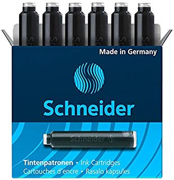 Schneider Fountain Pen Ink Cartridge, Box of 6, Black (06601)