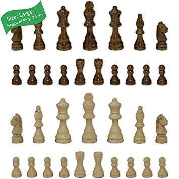 Staunton Chess Pieces by GrowUpSmart with Extra Queens | Size: Large - King Height: 3.5 inch | Wood