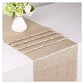 SoarDream Sequin Table Runner Wedding Table Cloth Rectangle Table Cover Champagne Blush 12"x72"