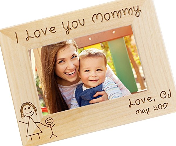 Personalized I Love Mommy Picture Frame - Mothers Day Gift, Gifts for Mom, New Mom Gift, Custom Engraved Photo Frame - WF11