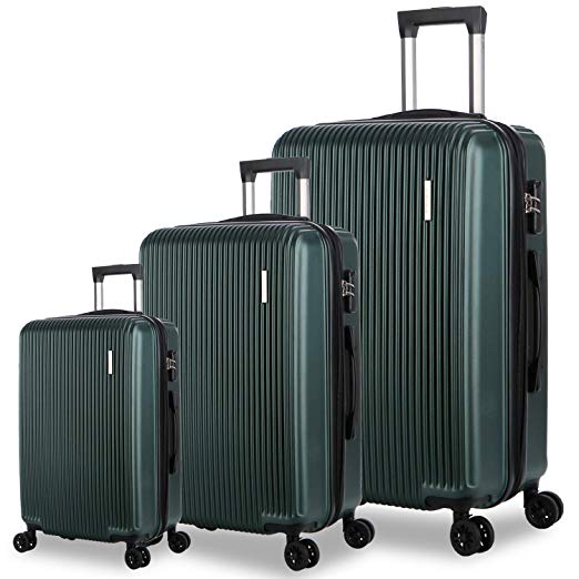DFAVORS 3 Pieces Expandable Luggage Set ABS Hardside Spinner Set Lightweight Carry on Suitcase (20”/24”/28”)