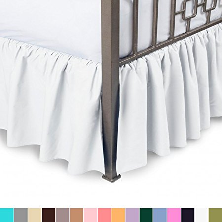 Harmony Lane Ruffled Bed Skirt with Split Corners - Twin XL, Brown, 21 Inch Drop Bedskirt (Available in All Sizes and 16 Colors)