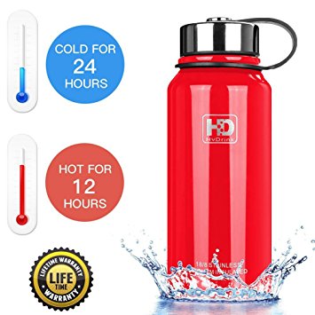 50 oz, 37 oz, 27 oz, 21 oz Stainless Steel Vacuum Insulated Water Bottle, Wide Mouth with Leak Proof Cap and Built-in Filter