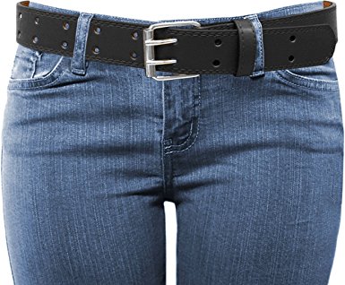 EURO Womens Thick Wide 2 Hole Leather Belt - BN9041