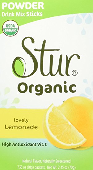 Stur - Powder Lemonade (42ct Sticks) – ORGANIC Powdered Drink Mix...... Organic Stevia and Cane Sugar, Non-GMO, USDA-Organic certified, High Antioxidant Vitamin C.