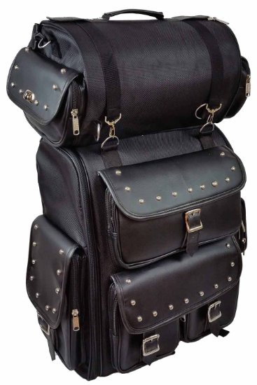 Vance Leather Large Studded 2 Piece Sissy Bar Bag with Backpack