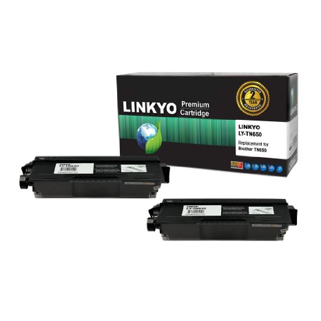 LINKYO Compatible High Yield Toner Cartridges Replacement for Brother TN650 (Black, 2-Pack)
