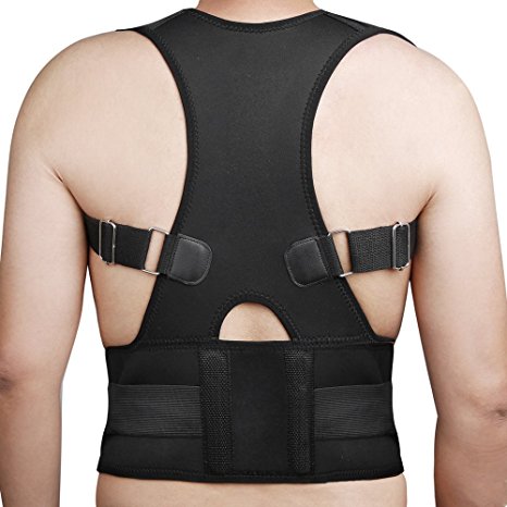 EagleUS New Fully Adjustable Back Brace for Posture Correction Back Pain Support - Neoprene - Unisex