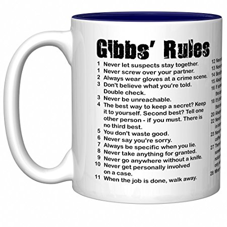 NCIS "Gibbs' Rules" Coffee Mug with Navy Blue Interior (Coffee Cup)