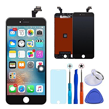 KAICEN iphone 6 lcd touch Screen Replacement LCD Display Digitizer Frame Assembly Full Set with Tools and Toughened glass protective film 4.7 inches (Black)