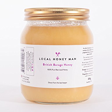 100% British/UK Raw Local Unpasteurised Honey (1lb glass jar) (Borage) (Buy direct from the BEEKEEPER)