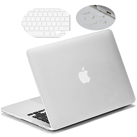 Matte Hard Case for 13-inch MacBook Pro Retina (A1425/A1502), LENTION Plastic Case for Apple Mac Book Laptop, Matte Finish with Rubber Feet, Come with Anti-Dust Port Plugs & Keyboard Cover (White)
