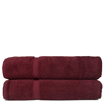 Chakir Turkish Linens Turkish Cotton Luxury Hotel & Spa Bath Towel, Bath Sheet - Set of 2, Cranberry