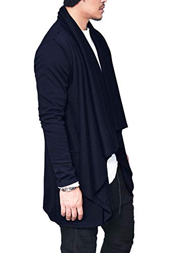 COOFANDY Men's Shawl Collar Cardigan Casual Cotton Blend Open Front Sweater Drape Cape