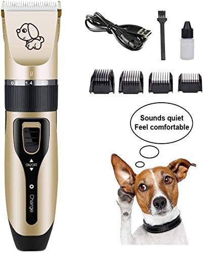 Dog Grooming Clipper Kit, Low Noise, Electric Quiet, Rechargeable, Cordless, Pet Hair Thick Coats Clippers Trimmers Set, Suitable for Dogs, Cats, and Other Pets (Clipper set only)