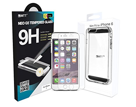 MTT Tempered Glass Screen Protector Guard for Apple iPhone 6S / 6 along Transparent Case combo offer