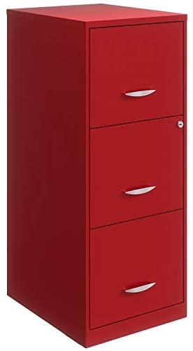 Hirsh Home Office 18" Deep 3 Drawer Vertical File Cabinet with Lock in Red