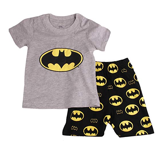 Gray Bat Boys Shorts 2 Piece Pajama Set 100% Cotton G6057,Size 6Mos-14Yrs