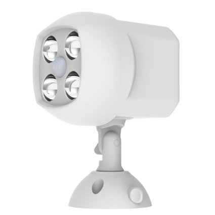 EasGear® 600-Lumen Bright Weatherproof Wireless Battery Powered 4 Led Motion Sensor Outdoor Spotlight Wall Light with PIR Motion Sensor & Light Sensor（4*3w Led Bulbs，White）